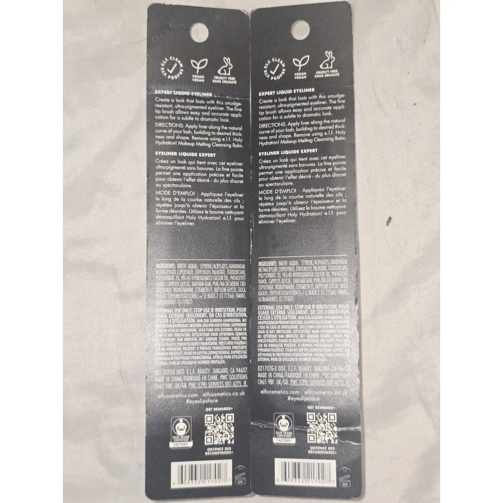 e.l.f. Expert Liquid Eyeliner, Charcoal 21706, PACK OF 2 - 0.14 Fl. Oz. Each